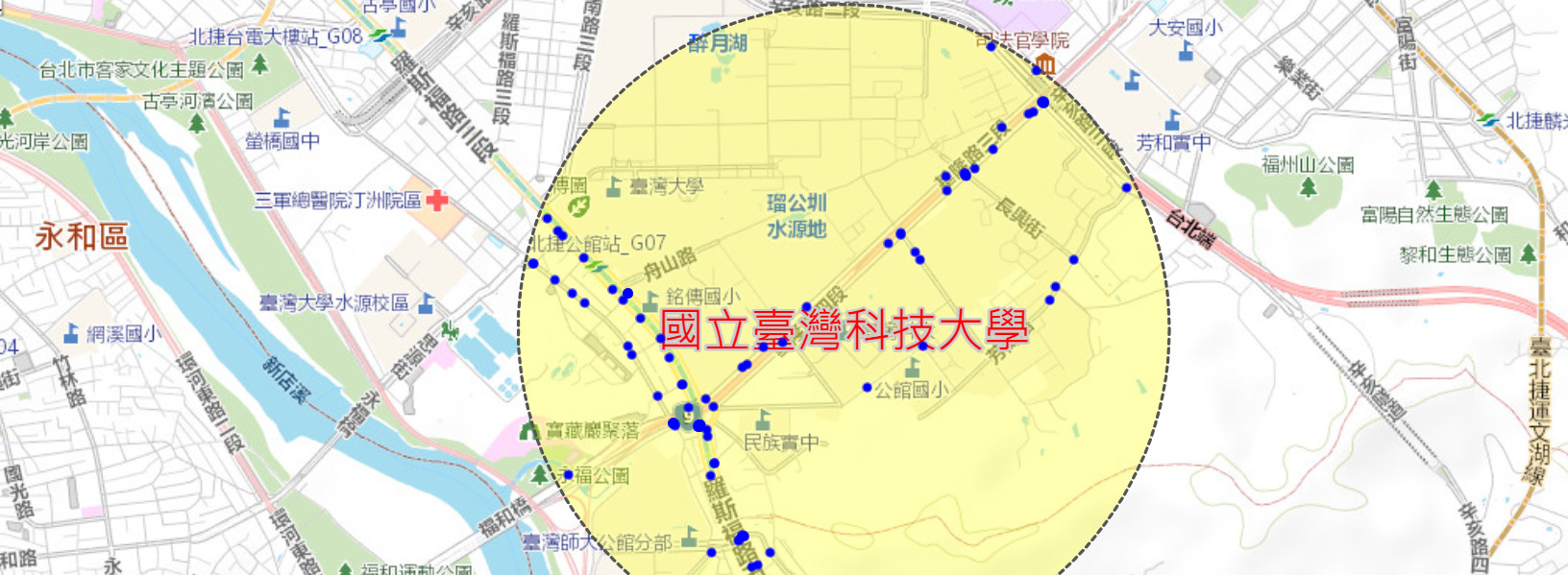 學校周邊1000公尺範圍內道路,高肇事危險地段地圖