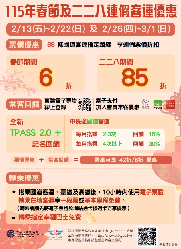 春節交通優惠措施